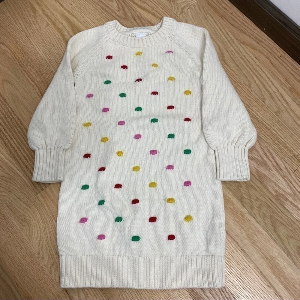 Gap Sweater Dress Sz 4 Off White W/ Colorful Dots